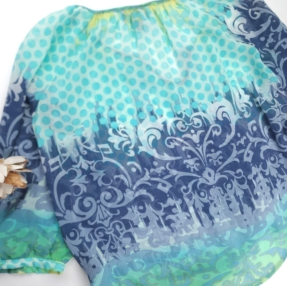 By & By Sheer Blue Woman's Top M - Picture 10 of 14